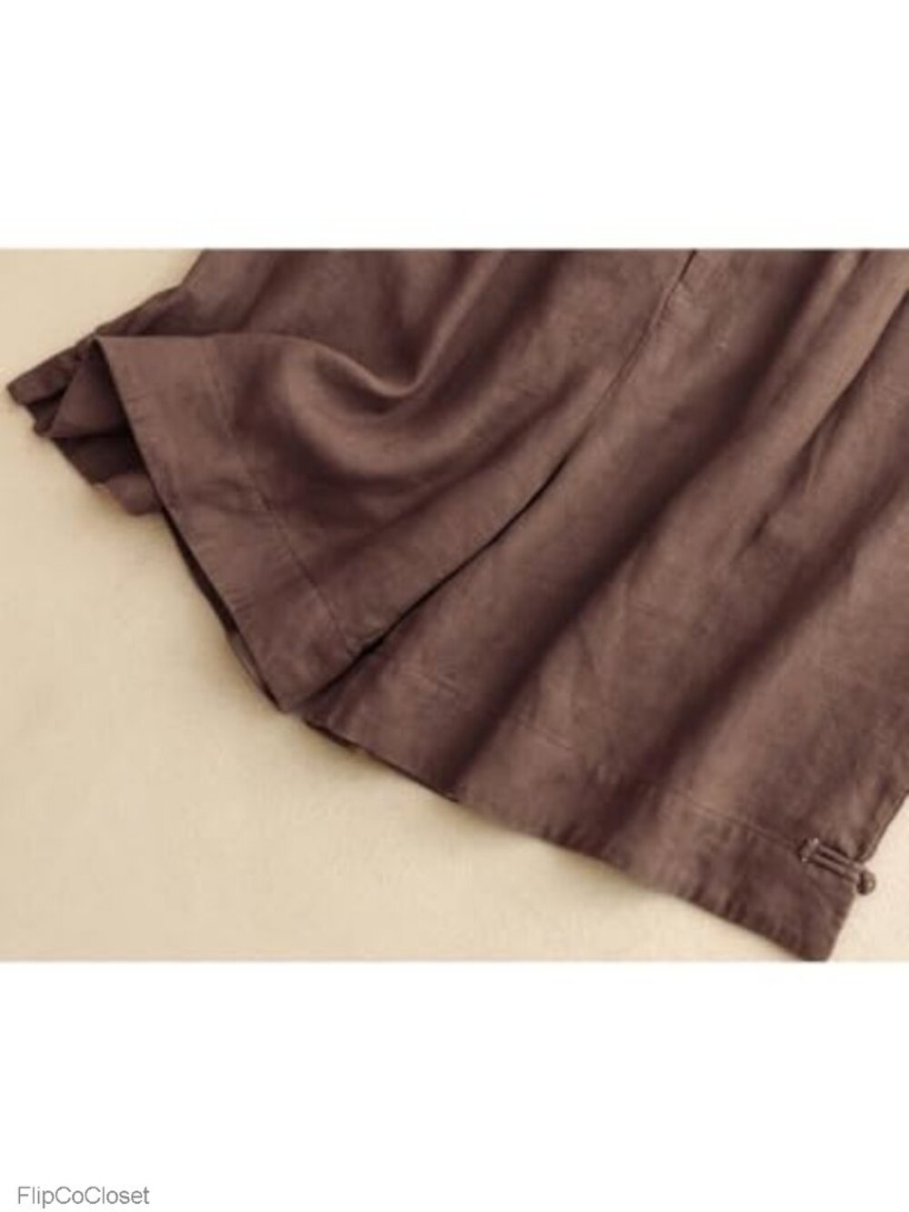 Wide Leg Linen Bermuda Shorts High Waisted Elastic with Pockets - Picture 4 of 4